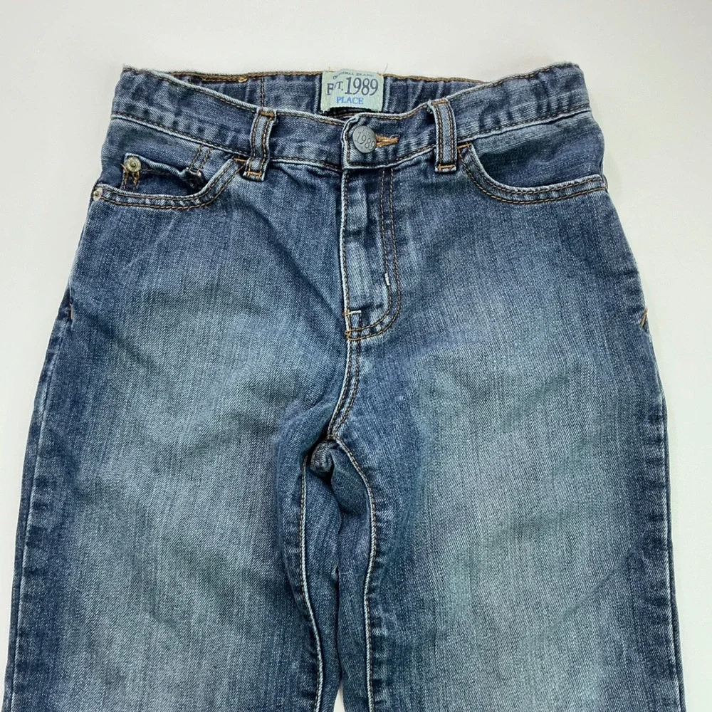 The Children's Place Blue Bootcut Jeans Kids Size 8 Adjustable Waist Denim